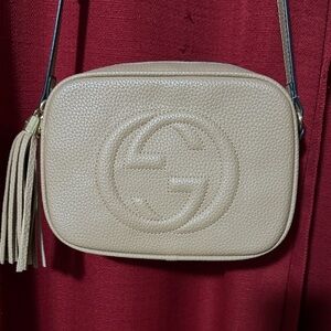 Beige Faux Leather Crossbody Bag GG Gently used